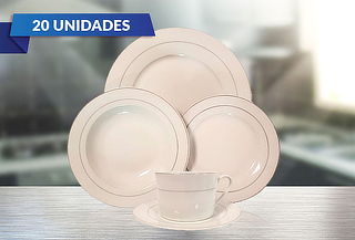 Juego Loza Blanca de 20 Piezas