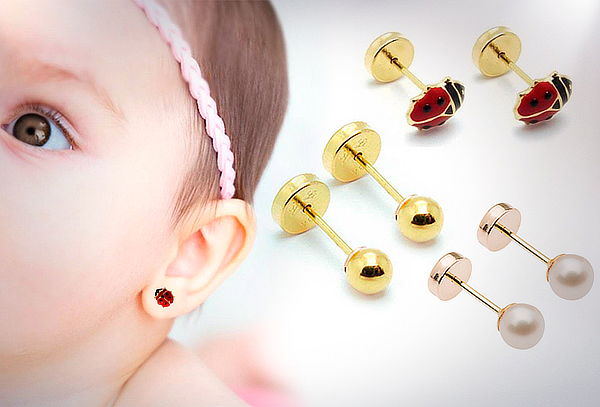 Inolvidable Contento diamante Aros Abridores de Oro para Bebés, modelo a