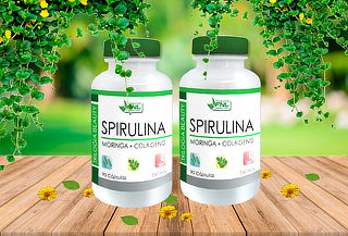 Pack de 2 Frascos de Spirulina + Moringa + Colageno 