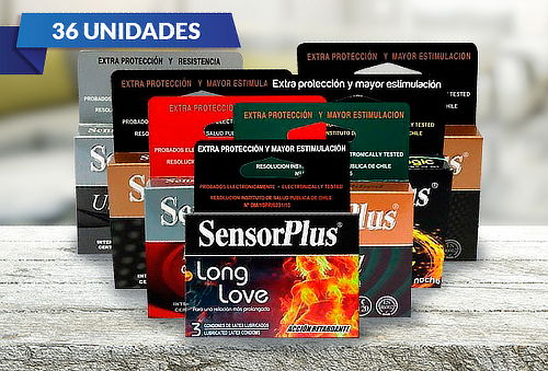 Pack de 36 Preservativos Sensor Plus en variedades