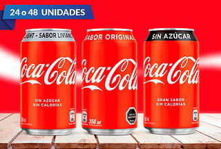 Pack de 24 o 48 Latas de Coca-Cola 350 cc a Elección Pack de 24 o 48 Latas de Coca-Cola 350 cc a Elección