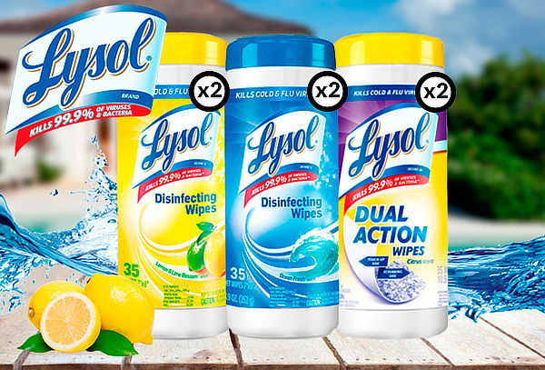 Pack de 6 toallitas desinfectantes wipes Lysol