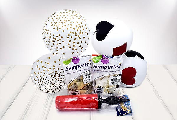 24 Globos diseño Casino + Inflador Manual