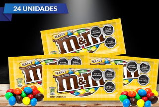 Pack de 24 Bolsas de Chocolates M&M Amarillo 49grs