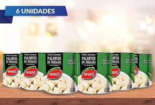 Pack 6 Wasil Lata de Palmitos en Rodajas 400 g