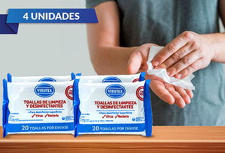 Pack de 4: 20 Toallitas Limpieza Desinfectantes Virutex Pack de 4: 20 Toallitas Limpieza Desinfectantes Virutex
