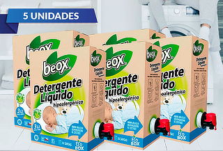 5 cajas ecológicas de detergente hipoalergénico Beox