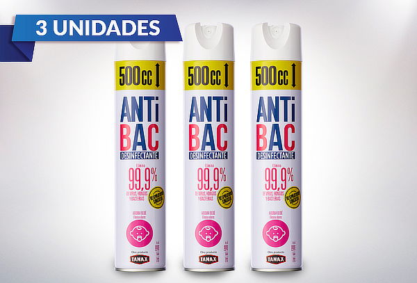 Pack de 3 Aerosol Desinfectantes Antibac de Tanax 500cc