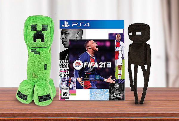 PACK FIFA 21 +  Peluche Minecraft para PS4