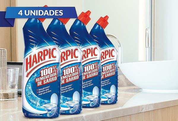 Pack de 4 Harpic gel 100% removedor de sarro 750 ml.
