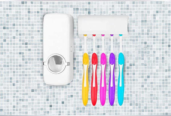 Dispensador Para Pasta Dental + Porta Cepillos