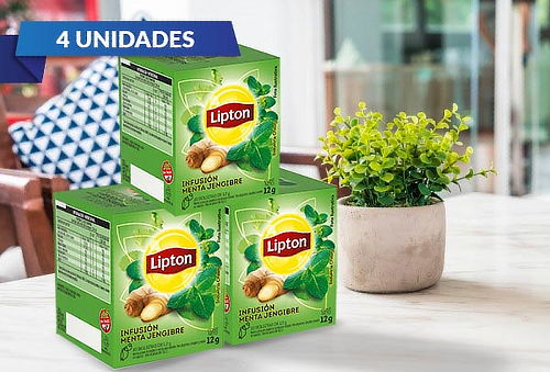 Pack 4 cajas té lipton infusión menta jengibre