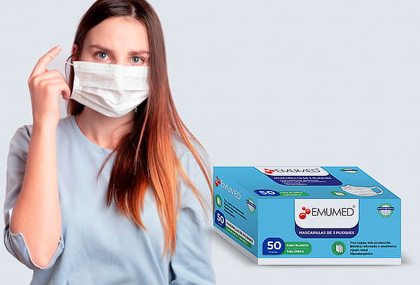 Caja de 50 Mascarillas Emumed 3 Pliegues