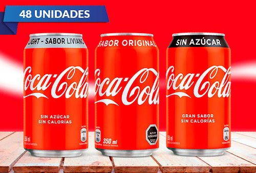 Pack de 48 o 24 latas de Coca-Cola Zero 350 cc