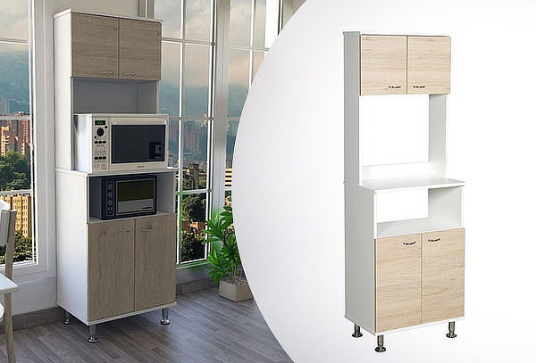 Mueble Microondas Fénix Rovere Y Blanco 54 Cm Con