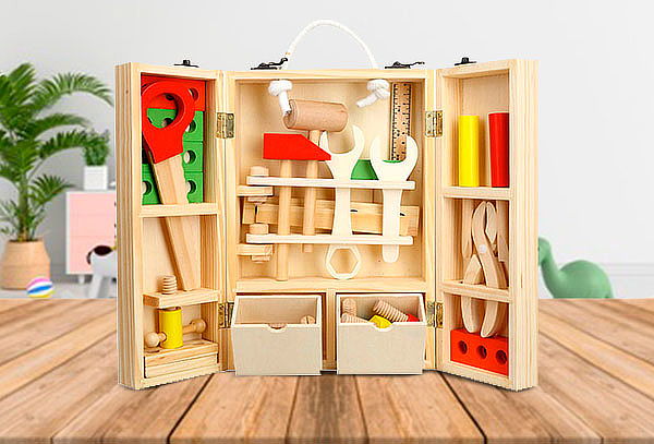 Caja De Herramientas Madera Juego Didactico Niño