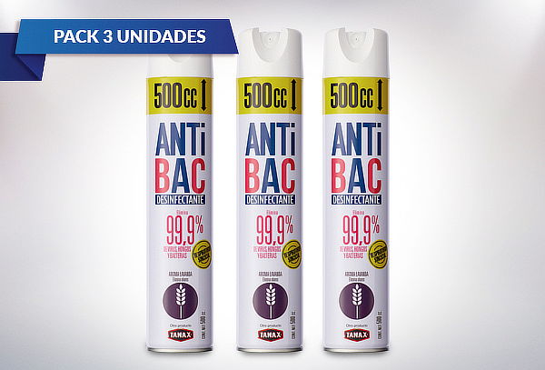 Pack de 3 Aerosol Desinfectantes Antibac de Tanax 500cc