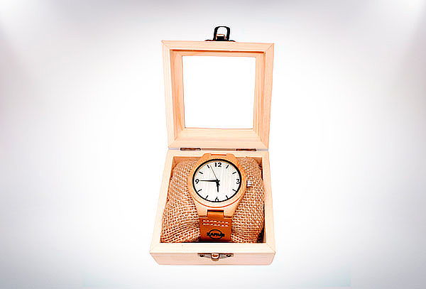 Reloj de Madera Bambú Personalizado + Caja Madera