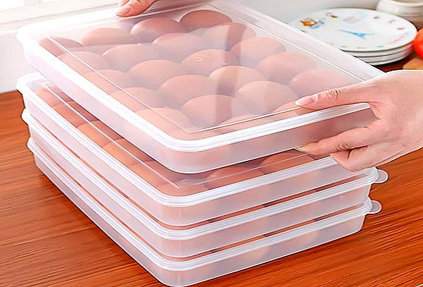 Contenedor Huevera Plástica Apilable Con Tapa Para 24 Huevos