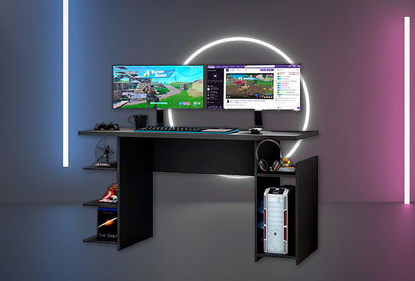 Mesa Gaming Color Negro Con Led Incluido Setup Gamer Escritorio