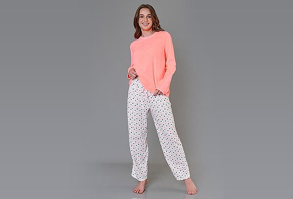 Pijama Micropolar Mujer Rosada Puntos