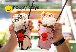 Happy Days! 2 Happy Milkshakes a elección,12 Sucursales