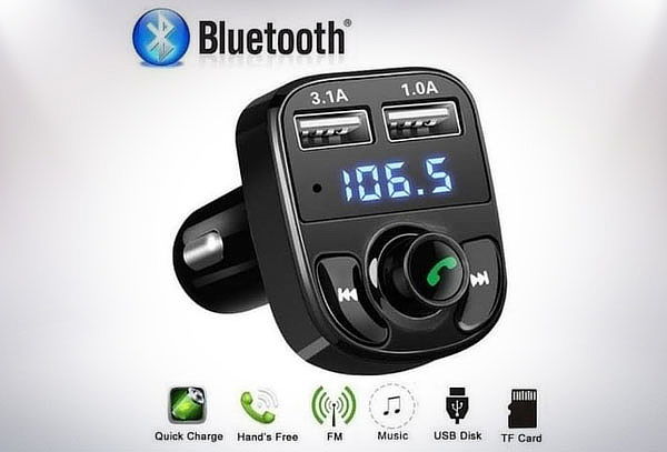 Cargador De Auto Bluetooth Dual Usb Mp3