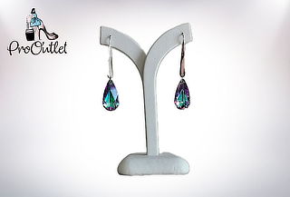 Arete con cristal Swarovski tornasol en Plata