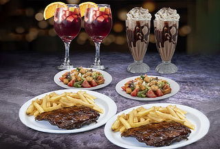 Para 2,Ribs+ Papas+ Ensalada+ Sangria+ Cafe Helado en Mamut