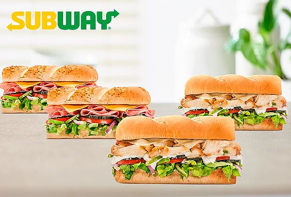 SUBWAY:  2 Subway 15 cm Salame + 2 Subway 15 cm Pollo Asado