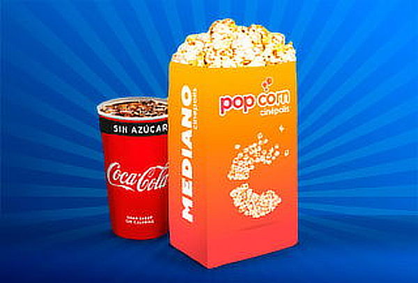 Combo Mediano Cinepolis: Pop Mediano + Bebida Mediana