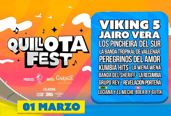 2x1 Quillota Fest: 1 Marzo de 12:00 a 00:00 hrs