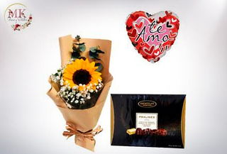 Girasol Decorado,Bombones Surtidos y Globo