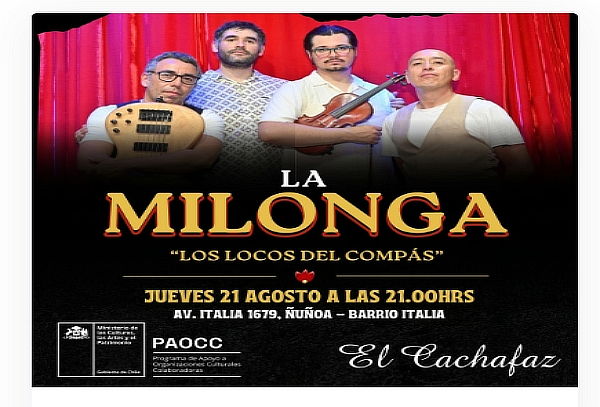 Milonga Jueves 21 Agosto 21 hrs en Cachafaz