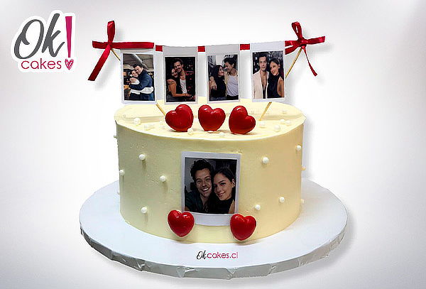 Torta de San Valentín con Fotos Para 5 Personas en Okcakes