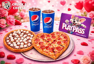 San Valentin Pizza Grande+2 Bebidas+35 Puntos + Pizza Dulce