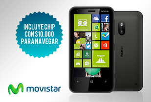 50% Nokia Lumia 620 Movistar + Chip con $10.000