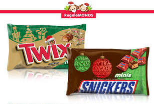 4 bolsas de Snickers o Twix minis navideños