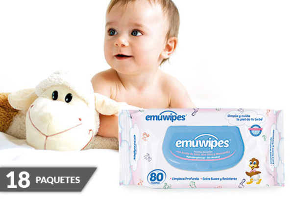 18 Paquetes Emuwipes® Premium 80 hojas c/u