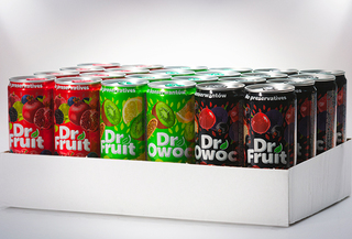 Pack de 24 latas de nectar Dr. Fruit, frutas surtidas.