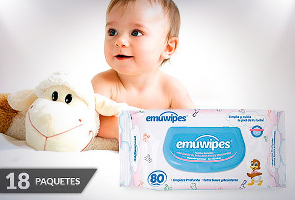 18 Paquetes Emuwipes® Premium 80 Unidades c/u