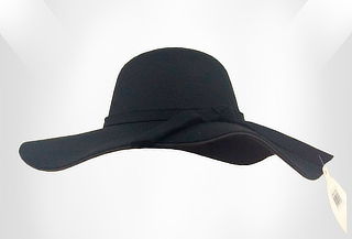 Sombrero Para Mujer Color Negro de Paño Estilo Pava