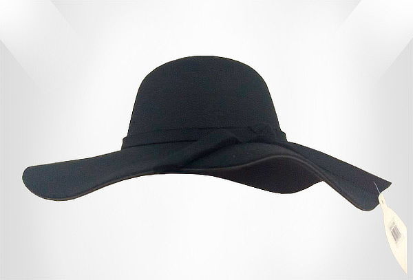 Sombrero Para Mujer Color Negro de Paño Estilo Pava