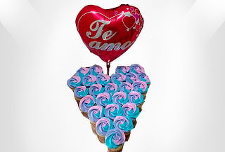 Torta Corazón de Cupcakes Rellenos + Globo a Domicilio