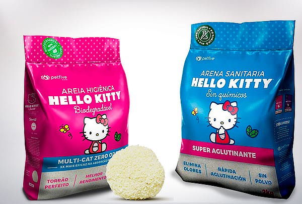 Arena Higiénica para Gatos  Hello Kitty Rosa o Azul Clasica