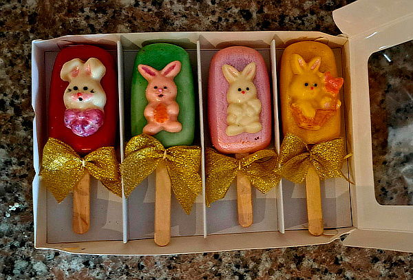 4 Paletas Chocolate Rellenas de Ponque Avellanas + Figuras