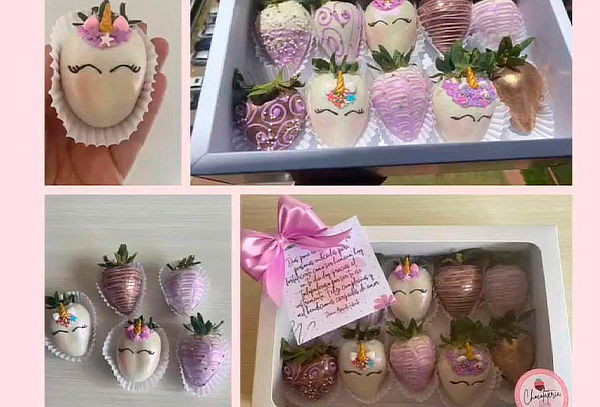 Linda Caja de 8 Fresas Abba + Tarjeta Personalizada + Moño