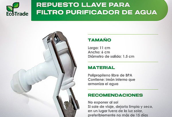 Filtro Purificador Agua 14 Litros + Llave Magnetica Ecotrade