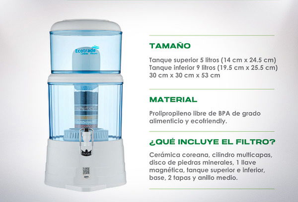 Filtro Purificador Agua 14 Litros + Llave Magnetica Ecotrade