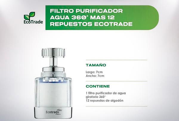 Filtro Purificador Agua 360° más 12 Repuestos Ecotrade